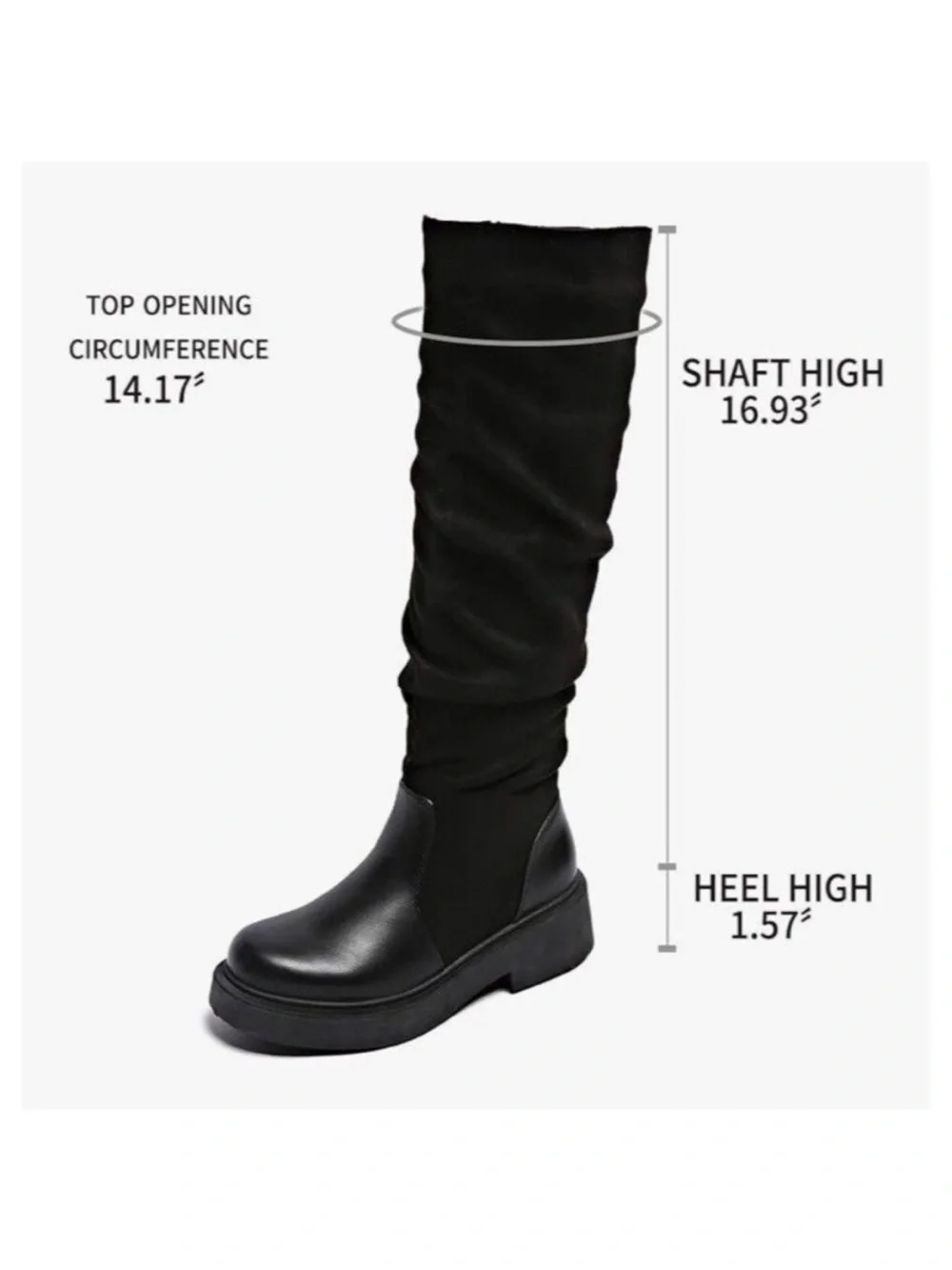 NEW Black Slouch Knee High Boots Chunky Platform Goth Grunge Women’s 7.5 NWOB
